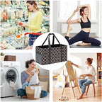 GhvyenntteS Extra Large Utility Tote Bag - Stand Up Utility Tote with Metal Wire Frame & Hard Bottom Board, Reusable Grocery Bags With Handles for Storage, Picnics, Beach, Pool, Laundry, Car, Camping - Image 2