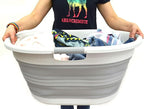 SAMMART 57L (15 Gallons) Collapsible 3-Handled Plastic Laundry Basket - Oval Tub - Portable Washing Tub-Space Saving Laundry Hamper, Water Capacity 44L / 11.6 Gallon (2, Grey/Grey) - Image 8
