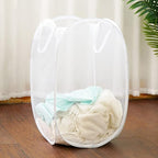 Pack of 2 Pop Up Laundry Hampers, Collapsible Mesh Laundry Baskets, Foldable Clothes Hampers for Bathroom, College Dorm, Travel (White) - Image 5