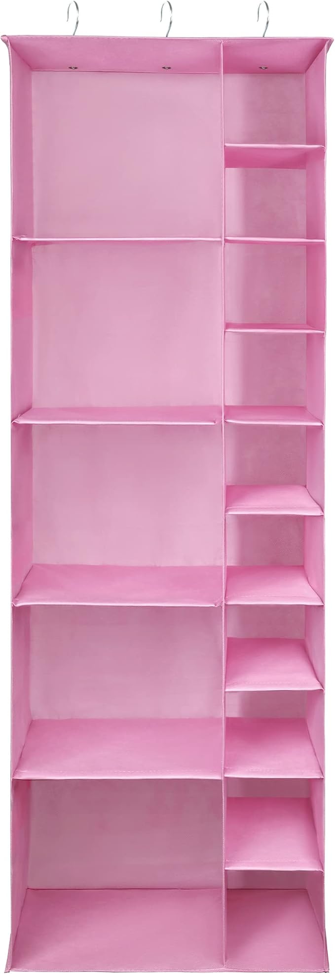 Libeder Shoe Organizer for Closet, 15 Shelf Hanging Closet Storage Shelves - 10 Shoe Rack Organizer and 5 Compartment for Clothes with 6 Side Mesh Pockets for Scarves Socks,Gloves, Pink - Image 3