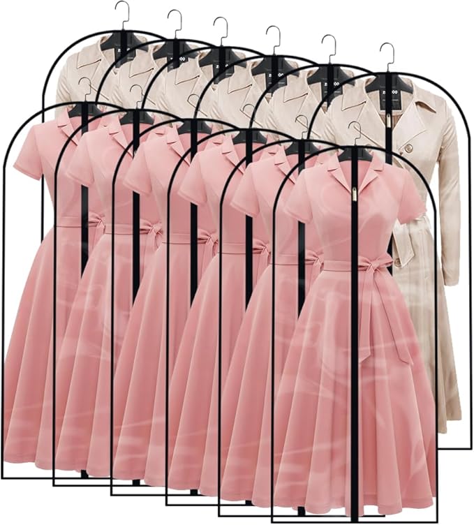 Garment Bags for Hanging Clothes Travel (Set of 12) Clothes Storage Bags Closet Cover for Open Closet with Zipper for Suit, Sweaters Travel Laundry Wardrobe Closet Garment Dust Cover by HomeClean