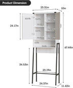 Vabches Over The Toilet Storage Cabinet with 2-Door Design Bathroom Organizers and Storage with Anti-Tip Device Over Toilet Organizer with Shelves for Bathroom,Restroom,Laundry White - Image 2