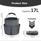 17L Cleaning Caddy with Handle, Cleaning Supplies Organizer, Foldable Storage Basket, Cleaning Supply Caddy, Portable Multi Cleaning Bucket Bag for Home, Garden (Grey) - Image 4