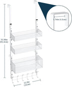 Consumest Over The Door Hooks Organizer - 4 Tier Door Coat Rack with 3 Baskets & 12 Hooks, Stainless Steel Towel Hanger for Bedroom, Bathroom, Living Room, White - Image 7