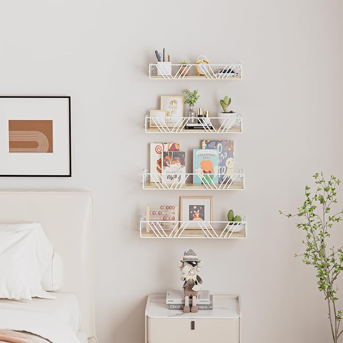 Amaoot Floating Shelves for Wall Set of 4, Wall Shelf Wood Floating Shelf - Image 3