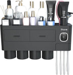 iHave Toothbrush Holders Wall Mounted with Toothpaste Dispenser & 4 Cups - Image 3