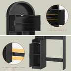 Itaar Arched Over The Toilet Storage Cabinet, 78.7" H Fluted Bathroom Organizer with Reversible Side Cabinet, Adjustable Shelves, Anti-Tipping, Hooks & Paper Holder for Bathroom Laundry Room, Black - Image 8