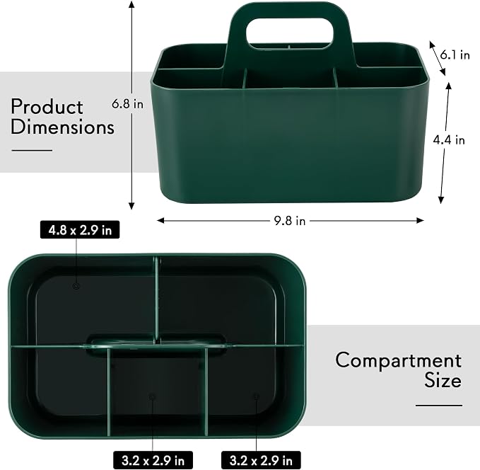 Tiawudi Multipurpose Caddy Organizer, Plastic Caddy with Handle, Stackable Desk Organizer for Stationery, Marker and Pencil, Office Supplies Organizer, Dorm Caddy - Image 2