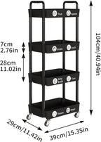 Laiensia 4-Tier Rolling Cart with Wheels,Multifunction Utility Storage Carts, Kitchen Storage Organizer,Mobile Shelving Unit for Bathroom,Laundry,with Classified Stickers,Black - Image 4