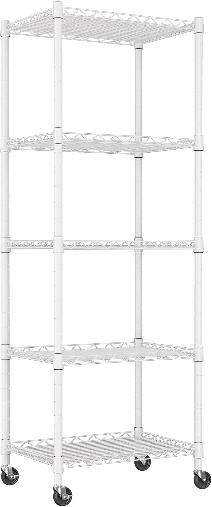 REGILLER 5-Wire Shelving Metal Storage Rack Adjustable Shelves,Standing Storage Shelf Units for Laundry Bathroom Kitchen Pantry Closet(White,11.8" D x 16.6" W x 53.5" H,With Wheels) by REGILLER
