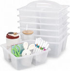 6 Pack Plastic Classroom Organizer Caddy with Handle, Clear by Yakydesign