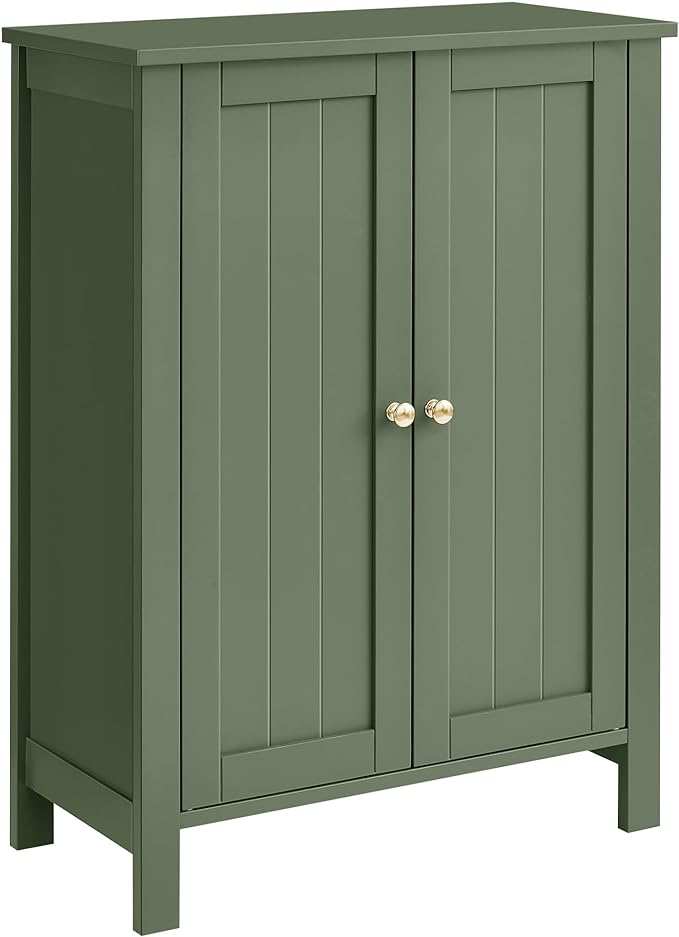 VASAGLE Bathroom Floor Storage Cabinet, 2 Adjustable Shelves, Forest Green by Unknown