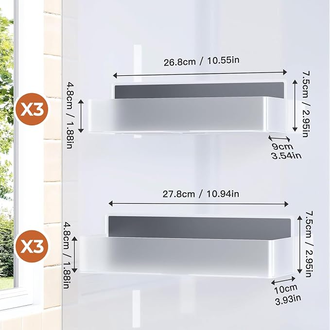 Mystozer Magnetic Spice Rack for Refrigerator, Kitchen Organizer and Storage Shelf, Clear (6 Pack)… - Image 6
