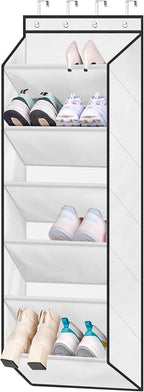 SLEEPING LAMB Over The Door Shoe Organizer for Closet with Large Deep Pockets, Narrow Shoe Rack for Door Hanging Boots Storage, White by SLEEPINGLAMB