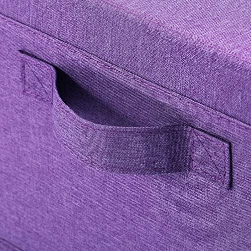 HOONEX Foldable Storage Bins with Lids, Pack of 2, Storage Boxes with 2 Carrying Handles and Sturdy Heavy Cardboard, 16.5" L x 11.8" W x 7.5" H for Shoes, Books, Clothes, Purple - Image 4