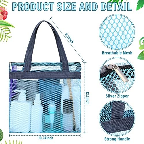 12 Pcs Mesh Shower Caddy Portable 12.2 x 10.24 In Large Gym Shower Bag Bulk with Zipper Quick Dry Shower Bag Hanging Toiletry and Bath Organizer for Swimming Camping Travel College Dorm Beach Sports - Image 2