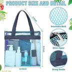 12 Pcs Mesh Shower Caddy Portable 12.2 x 10.24 In Large Gym Shower Bag Bulk with Zipper Quick Dry Shower Bag Hanging Toiletry and Bath Organizer for Swimming Camping Travel College Dorm Beach Sports - Image 2