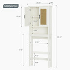 Over The Toilet Storage Cabinet, Over Toilet Storage Cabinet with Rattan Door and Anti-Tip, Above the Toilet Storage for Bathroom Behind the Toilet Bathroom Organizer, Rattan - Image 2
