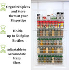 Evelots Over the Door Spice Rack Organizer, 6-Tier, Holds 54 Spices, White - Image 3