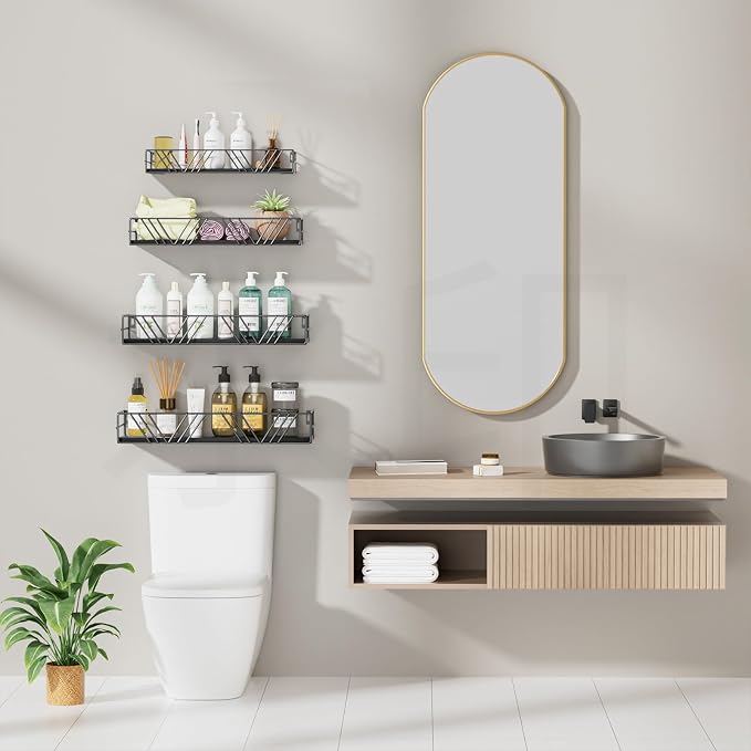 Amaoot Floating Shelves for Wall Set of 4, Wall Shelf Wood Floating Shelf - Image 4