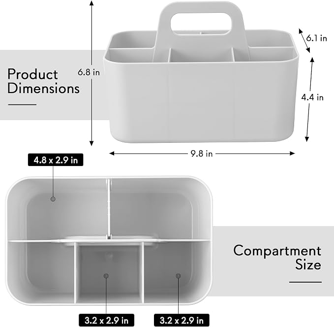 Tiawudi Multipurpose Caddy Organizer, Plastic Caddy with Handle, Stackable Desk Organizer for Stationery, Marker and Pencil, Office Supplies Organizer, Dorm Caddy (Pack of 2) - Image 2