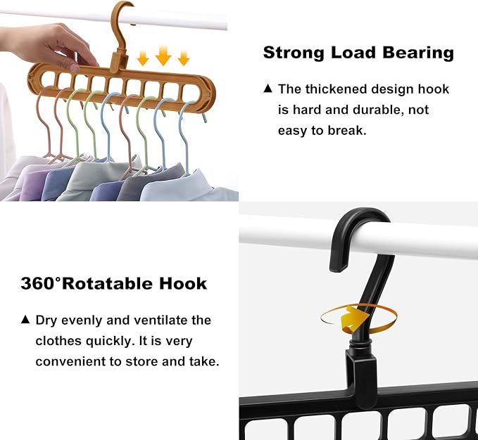 Closet Organizers and Storage,College Dorm Room Essentials, Multifunctional Organizer Magic Space Saving Hangers with 9 Holes Storage Organization for Wardrobe - Image 3