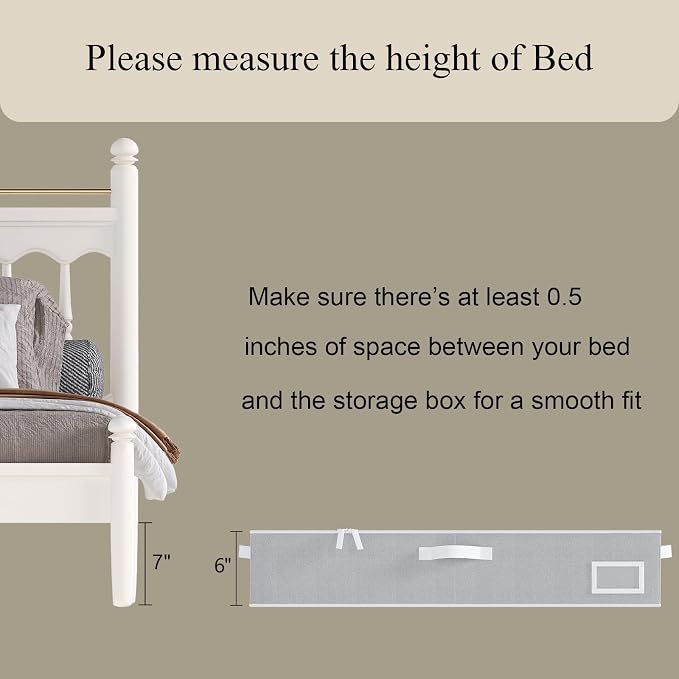 Under Bed Storage, Under Bed Storage Containers Bins for Clothes, Large Linen Underbed Closet Organization Bins, 2 Pack Collapsible Underbed Bin Dorm for Clothes, Sweater, Gray - Image 5