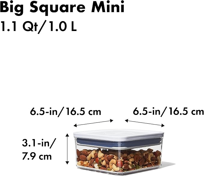 OXO Good Grips POP Container - Airtight Food Storage - Big Square Mini 1.1 Qt Ideal for tea bags, baking supplies, nuts or snacks - Image 3