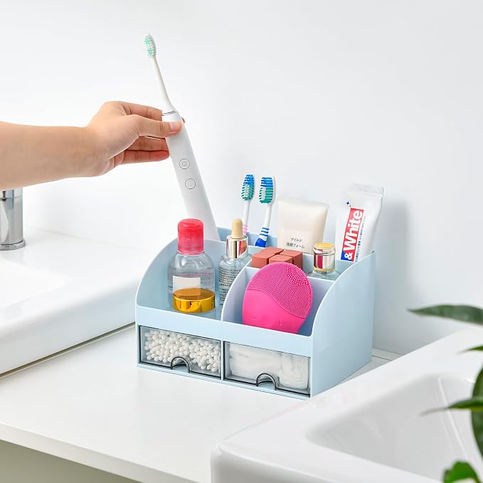 VITVITI Bathroom Counter Sink Vanity Organizer Countertop with Drawer, Blue - Image 3