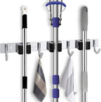 Broom Mop Holder Wall Mount,Favbal Garage Organization Tool Organizer Storage Broom Closet Kitchen Organization Heavy Duty Garage Tools Hanger with 3 Racks 4 Hooks for Home Kitchen Garden Laundry Room by Favbal