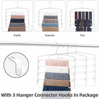 Pants Hangers Space Saving 3 Pack 5 Layer Swing Arm Hanger White - Image 5