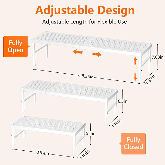 2 Pack Expandable adjustable stackable kitchen cabinet organizer,spice rack - Image 2