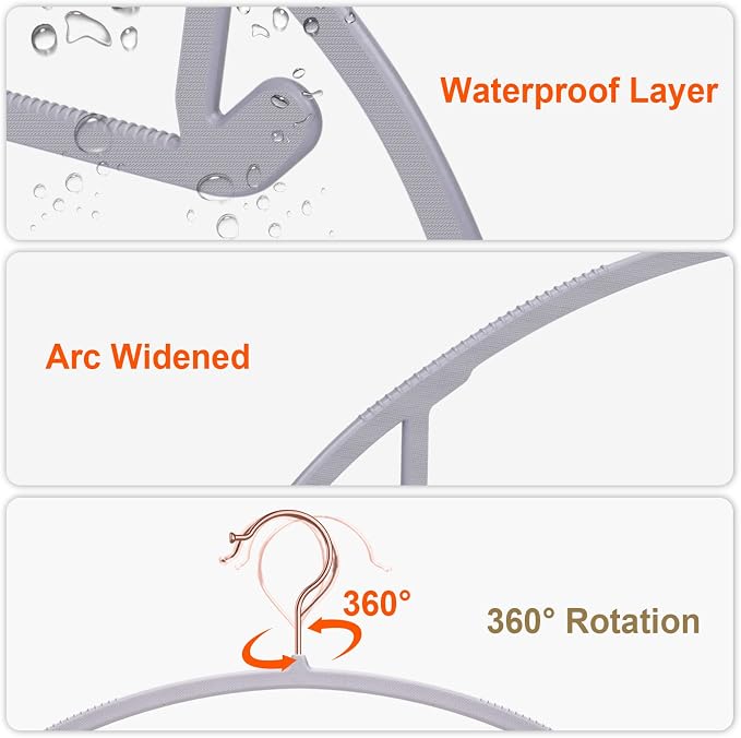 OIKA 50 Pack No-Bump Plastic Clothes Hangers, Gray, Non-Slip, Space-Saving - Image 4