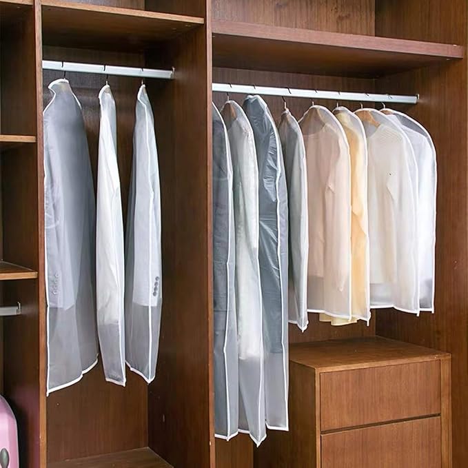 Garment Bags Clothes Storage Bag (Set of 12) Closet Cover for Open Closet Shirt Bags with Zipper for Suit, Sweaters Travel Laundry Wardrobe Closet Garment Dust Cover Bags (White 24'' x 54'') - Image 5
