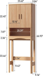 Vabches Farmhouse Over the Toilet Storage Cabinet with 2 Fluted Doors, Oak - Image 2