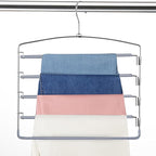 FeeraHozer Pants Hangers Space Saving 3 Pack No Slip 5 Layers Multi Functional Pants Rack Stainless Steel Swing Arm Space Saver Hanger for Trousers Jeans Towels Scarf （Grey） by Feerahozer
