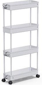 SPACEKEEPER Slim Rolling Storage Cart, 4 Tier Bathroom Cart Organizer, Gray by SPACEKEEPER