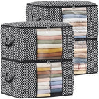 100L 4 Pack Storage Bags, Foldable Clothes Bins with Clear Window, Black | Blanket Storage Containers with Reinforced Handles for Bedding, Comforters, Clothing, Quilts and Closet Organization by StorageTastic