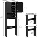 RRX Over The Toilet Storage Cabinet, Bathroom Above Organizer (Black) - Image 2