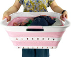 SAMMART 42 (11 Gallons) Collapsible Plastic Laundry Basket, Foldable Pop Up Storage Container/Organizer, Space Saving Hamper, Portable Bin for Dorm Room Bathroom (1, White/Cherry Pink) - Image 6
