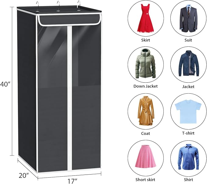 Univivi Garment Bags for Hanging Clothes, Cloth Bag 40 In, 2 PCS, Dark Grey - Image 4