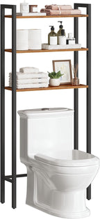 HOOBRO Over The Toilet Storage, 3-Tier Bathroom Organizer Shelf Over Toilet, Freestanding Bathroom Storage Shelves, Space Saver, Easy to Assemble for Room, Rustic Brown and Black BF41TS01 by HOOBRO