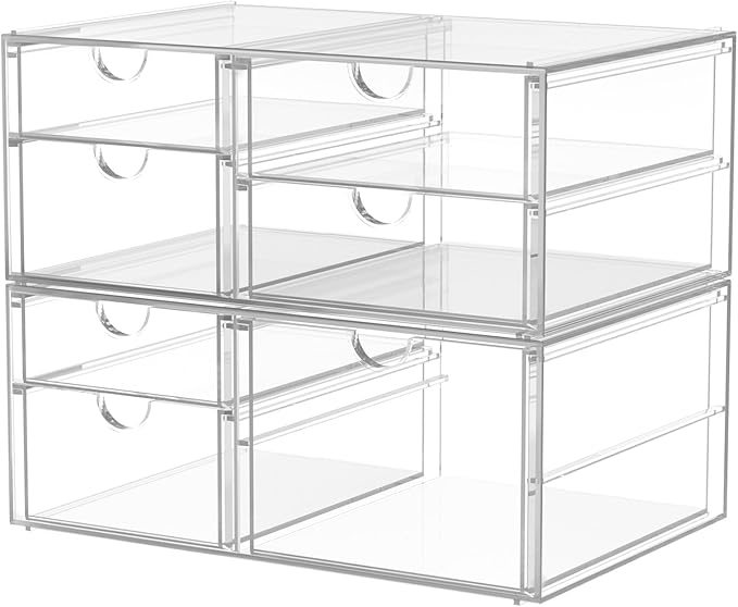 caktraie Acrylic 2-Pack 7-Drawer Makeup & Storage Organizer for Bath,Desk - Image 8