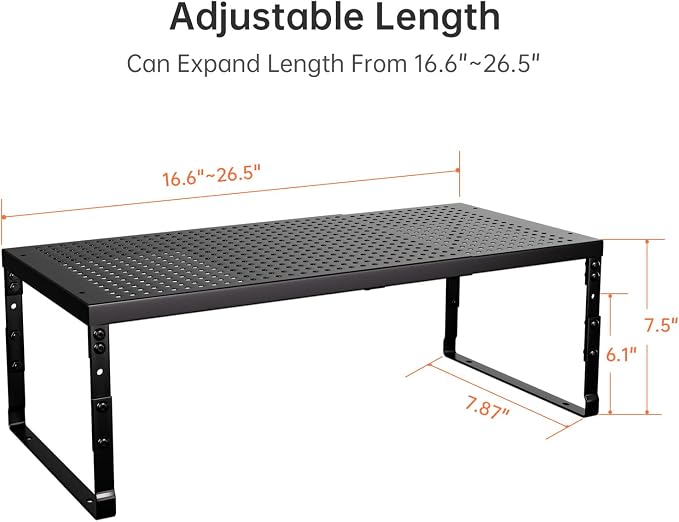 Expandable Adjustable Cabinet Shelf Organizer - Stackable Metal Spice Rack for Kitchen Pantry, Countertop, Cupboard & Bathroom (1Pack/Black,Large) - Image 3