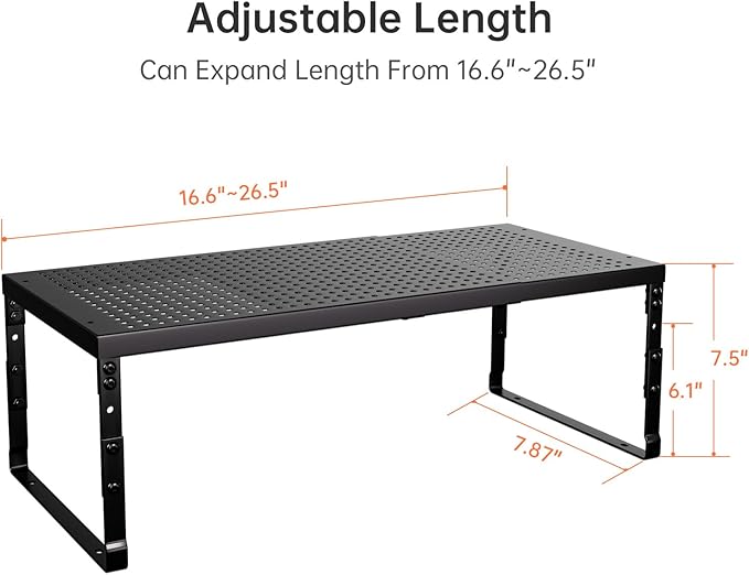 Cabinet Shelf,Expandable Adjustable Stackable Kitchen Organizer,for cabinets, Kitchens, countertops, bathrooms Shelf Organizer (2Packs/Black,Medium) - Image 3