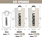DOKEHOM 125L X-Large Laundry Basket Bag, Collapsible Tall Hamper, Beige - Image 3
