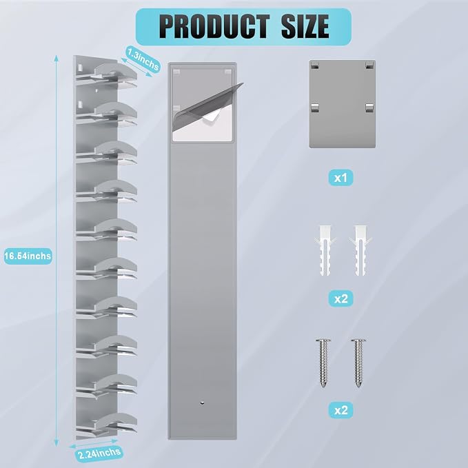 Hat Organizer for Baseball Caps, Hat Rack for Wall with Strong Adhesive Hold up to 10 Hats, Hat Hanger Holder Display for Door Closet, Cap Organizer Storage Multilayer Two Mounting Option(Grey) - Image 7