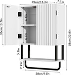 RUSTOWN Fluted Bathroom Wall Cabinet with 2 Doors, 3-Tier Medicine Cabinet - Image 2