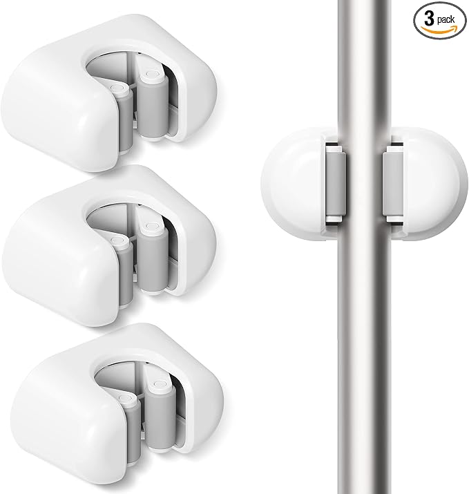 BEZOX Broom Holder, 3 PCS Wall Mount Mop Organizer Gripper, Self-adhesive Cleaning Suppliers Hanger Stands Rack for Bathroom, Kitchen, Garden, Garage Organization Storage by BEZOX