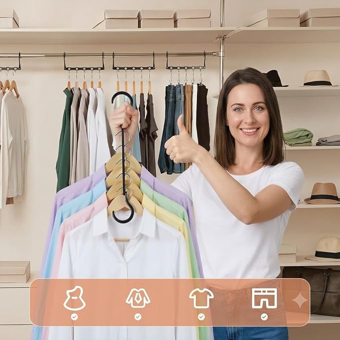 HOUSE DAY 10 Pack Space Saving Hangers, Black, Premium Smart Hanger | Space Saver Hanger Organizer, Closet Organizer and Storage for Dorm, Apartment, Dorm Room Essentials for Grouping Clothes - Image 7